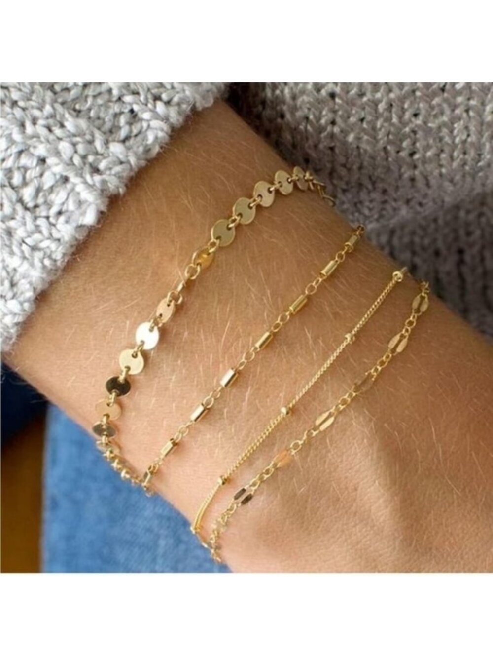 Gold 14k Gold Plated 4pc Bracelet Set